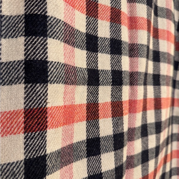 Unworn Boden wool pencil skirt US 12 cream navy salmon pink plaid - Picture 5 of 8